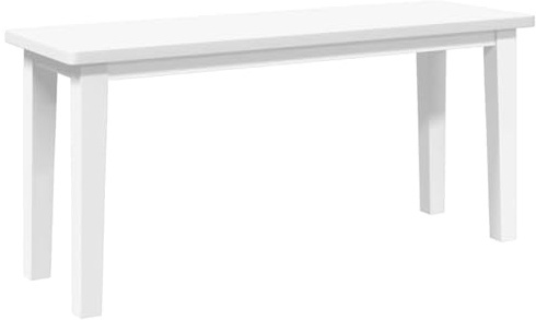 Banc d'intérieur en bois d'hévéa massif blanc de 90 cm de vidaXL, avec pieds en bois, stable et résistant, polyvalent pour les repas ou comme siège d'appoint, facile à nettoyer