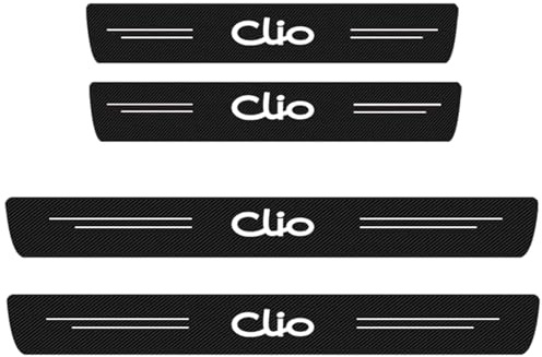 KLHYWEN 4 Piezas Película Protectora para Umbral de Puerta de Coche para REN-Ault Clio 2 3 4 5 Sport RS Line, Pegatina de Decoración para Estribos de Fibra de Carbono de contra Arañazos,White