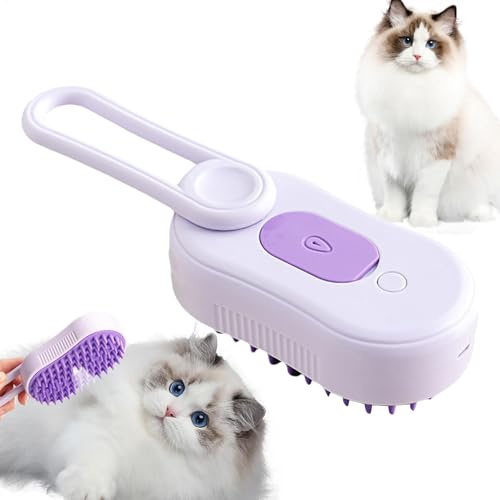 Dog Water Brush - Pet Spray Cat Grooming Brush, Soft Silicone -Cleaning Comb for Long/Short Hair | Steamy Dirt Removal Tool for Dogs & Cats, Rechargeable USB Pet Hair Remover Brush