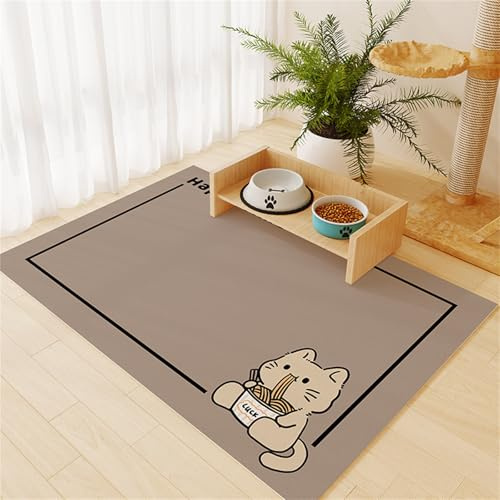 FANSU Napfunterlage Hund, Groß Saugfähig Schnelltrocknende Waschbar rutschfest Futtermatte, Diatomeenerde Futtermatte Hund Futterunterlage Katze, Unterlage Katzennapf (Braun,50x80cm)