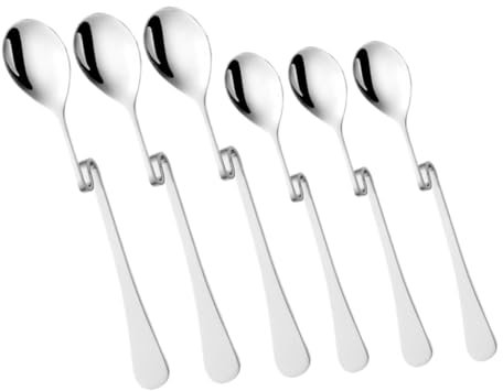 DONFAMDS 6piezas Cucharas De Café De Acero Inoxidable Mango Curvado s Para Café Té Postres y Diseño Creativo y Duradero Pequeñas y