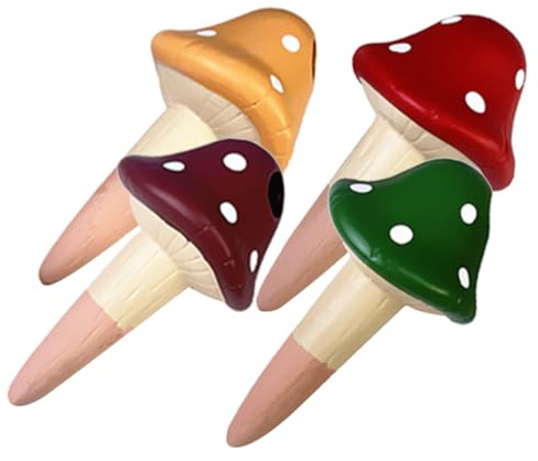 BESPORTBLE Picchetti Mantengono Terreno Umido Autoirriganti a Forma di Fungo in Argilla 4 Pezzi Colore Casuale per Piante in Vaso e Sospese per Viaggi e Giardino