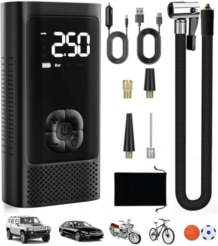 Tire Inflator Portable Air Compressor, 150PSI & 4500mAh Electric Wireless Air Pump for Car Tires, Portable Air Pump with LED Light and Digital for Car Motorcycle Bike Ball