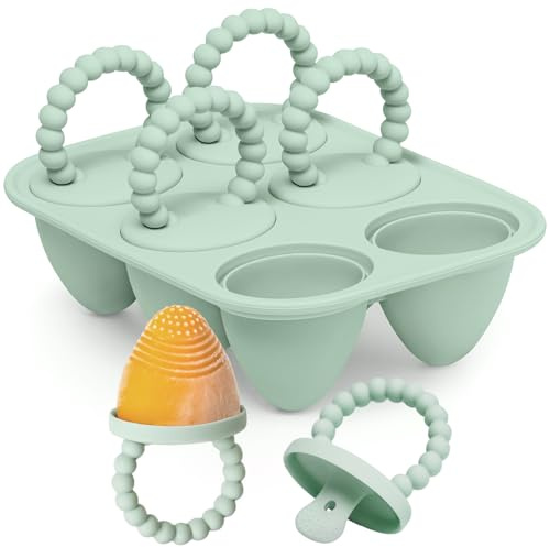 6 Mulden Baby Eisformen Silikon Eis am Stiel Formen mit Stielen Silikon, Mini Eisformen für Baby/Kleinkinder/Kinder-BPA-Frei, Lebensmittelecht, leicht zu reinigen,ideal für Fruchtpüree & Muttermilch