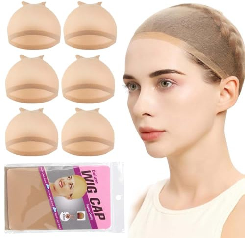 LACHT Haarnetz Wig Cap,6 Stück Dehnbare Atmungsaktive Perücke Kappen Caps Nylon Haarnetz, Perückekappe Neutral Nackt Beige Haarnetz, Netz Perückennetz perücken wig zubehör