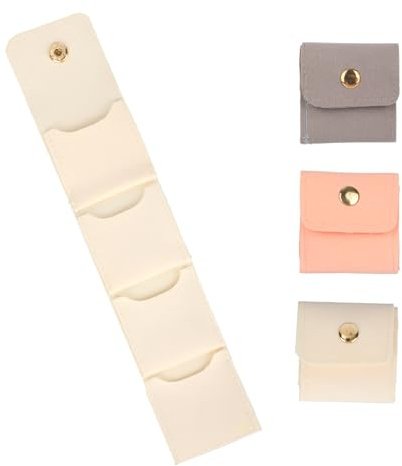 Mikovivi 3pcs Mini Travel Jewellery Bags, Portable & Foldable Small Jewellery Roll Bag with Buckle Organizer Case for Women Earrings Rings Necklaces Tangle-Free Storage Pouch