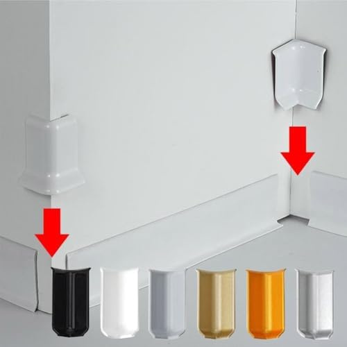 Baseboard Corner Blocks for Wall Baseboards Measuring 5 4 cm Height, Including 3 Inside and 3 Outside Corners for Durable and Professional Room Trim Finish (S Silver)
