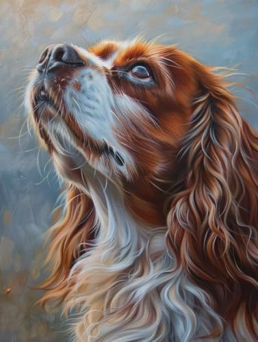 Hund Malen Nach Zahlen Erwachsene, Malen Nach Zahlen Kinder Tier, DIY Basteln Erwachsene Leinwand Set, Paint by Numbers Mit Pinseln und Acrylfarbe, Geschenke für Frauen, Herbst Deko, 30x40cm 8-2142