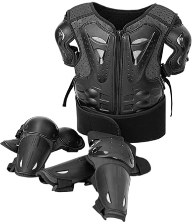 JicSuXi Kids Motocross Set Protettivo Integrale Bambini per Motocross Include Giacca Protezione Corpo Ginocchiere E Gomitiere Materiale Traspirante, S
