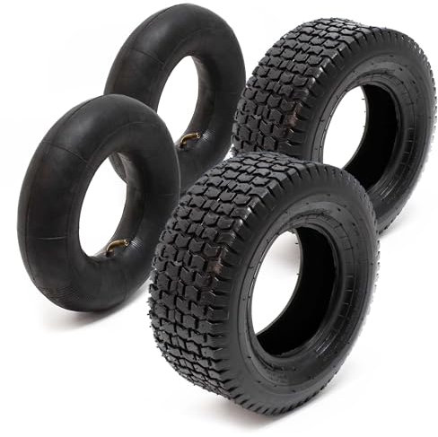 Wiltec 2X Reifenmantel 2X Schlauch für Aufsitzmäher/Rasentraktor 16x6.50-8 4PR Winkelventil