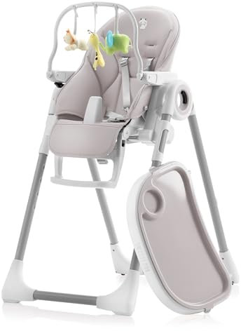 Sweety Fox Tronas de Bebe Evolutiva - Respaldo para Niño Reclinable 5 Posiciones - Trona Portatil Bebe 7 Alturas Diferentes - Trona Bebe - Gris