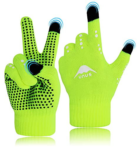 Handschuhe Kinder Winter Jungen Mädchen 1 Paar Grün Strickhandschuhe Alter 5-11 Unisex Touchscreen Gloves Laufen Warm RadfahrenHandschuhe Sport Fahrrad Fußball Täglich