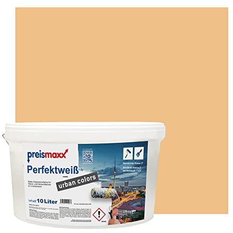 Preismaxx Perfektweiß urban colors, bunte Wandfarbe, gelb, ockergelb, ochre yellow 10L, Innenfarbe, hohe Deckkraft Klasse 2, matt