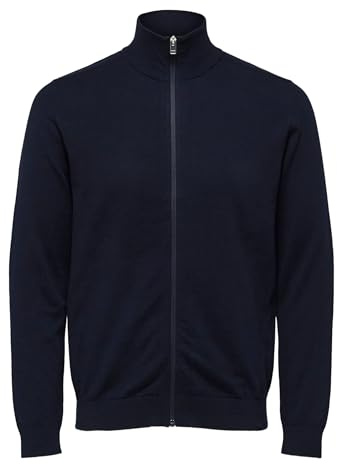 SELECTED HOMME Homme Slhberg B Noos Cardigan À Fermeture Éclair Maillot de Surv Tement, Bleu (Bleu Marine Blazer/Melange), M EU