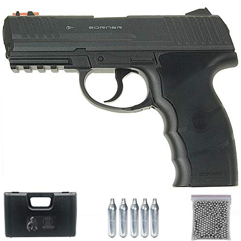 Borner W3000M CO2 Full Metal | Pistola de balines (perdigones: Bolas bb's de Acero) Calibre 4.5mm semiautomática