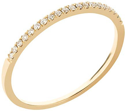 Ardeo Aurum Damenring aus 375 Gold Gelbgold mit 0,10 ct Diamanten Brillant Memoire Vorsteckring schmal Stapelring Gr. 56