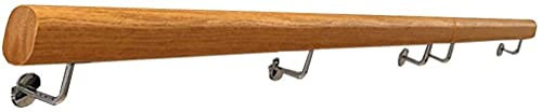 GAXQFEI Treppen Handlauf Handläufe Handlauf Geländer Holz Und Gebürsteter Edelstahl Treppengeländer Geländer-Kit, Rutschfeste 4-Stufig Verstellbare Treppengeländerhalterungen,Holzfarbe,400Cm