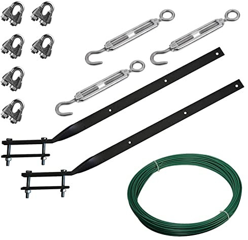 DISTRIBUZIONE Kit Completo 2 Stendibiancheria per ringhiera balcone in ferro rigido stendibiancheria barra asciugatrice + 20mt filo verde + morsetti e tirandini