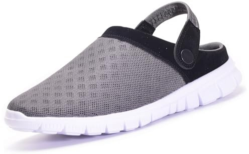 Trädgårdsträskor sommartofflor gård mule halkbeständiga strandsandaler unisex vuxna vardagliga sportskor, UK 3,5-12, Mörkgrått, 42 EU