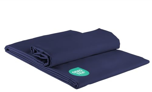Clinotest Bettlaken 240 x 290 cm – Satin Bettwäsche & kühlend, ohne Gummizug (spannfrei), aus Baumwolle & Mikrofaser, atmungsaktiv & pflegeleicht, Hotelqualität, Oeko-TEX Zertifiziert – Navy Blau