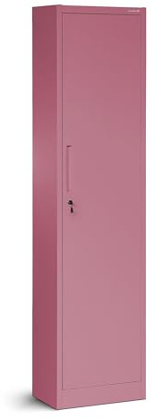 Jan Nowak Armoire de Bureau Métallique C001A 4 Etagères Tôle d'acier Portes Battantes Verrouillable 185 cm x 45 cm x 40 cm (Rose)
