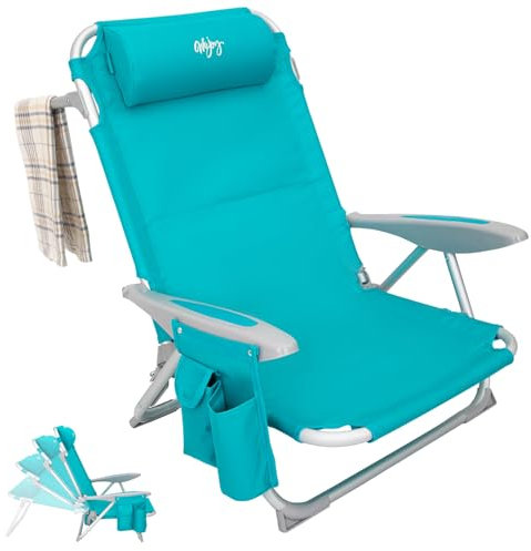 #WEJOY Beach Chair for Adults, Reclining Adjustable Position, Lay Flat Lightweight Folding Portable Aluminum Chair with Backpack Straps,Padded headrest, Heavy Duty 400 lbs Lawn Chair for Beach, Sand