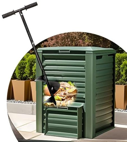 WLSANX Compost Turner Aerator, Steel, Black, Outdoor Composting Tumblers