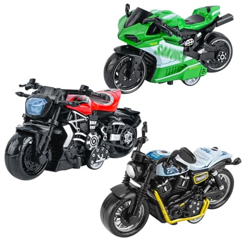 SIEBOLD 3 Piezas Moto De Juguete para NiñOs,Modelo De Motocicleta De SimulacióN,Mini Pull Back Moto De Juguete para NiñOs, Juguetes Intelectuales, Navidad, CumpleañOs, Regalos De Fiesta（3 Color）