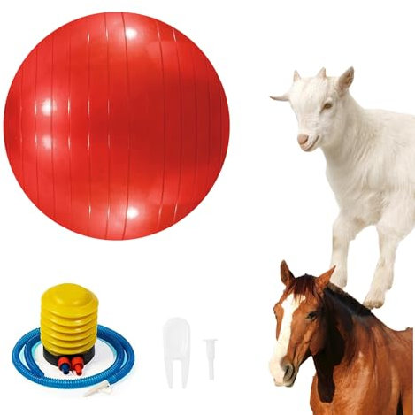 WoYous Pferdeball Haustier Ziege Ball Lamm Spielzeug Pferd Ball Hund Training Übung Ball Spielzeug mit Inflator Pumpe für Haustier Hunde Ziegen Pferde zu Spielen in Outdoor Unterhaltung (Rot)