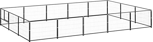 CIADAZ Hundehütte, Schwarz, 15 m², Stahl, Käfig für Hunde, Hundekäfig, Haus 304