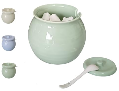Homyne Azucareras elegantes y modernas Sucrier avec couvercle et cuillère avec couvercle et cuillère Vert sauge