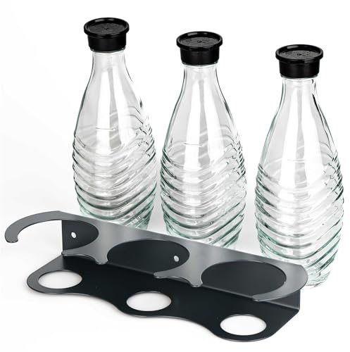Flaschenhalter passend für SodaStream, Abtropfhalter, Abtropfständer, Abtropfgestell, 3er Abtropfhalter Kompatible mit Sodastream Crystal Flaschen, Metall (Halter für 3 Flaschen)