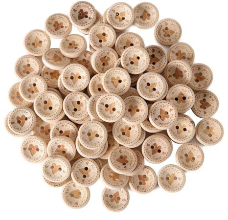 100 Stück Holzknöpfe 15mm Runde Handgefertigte Holzknöpfe Handgefertigte mit Liebesknöpfen Dekorative Strickknopfe Baby Cardigans Strickknopfe zum Nähen DIY Handgefertigte Geschenke Dekor.