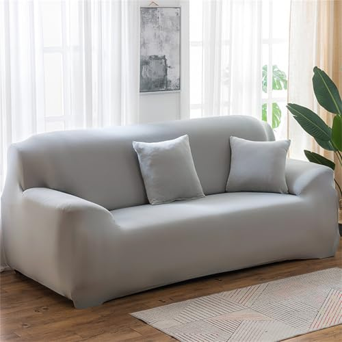 Odot Sofa Überzug,Bonbonfarben Sofabezug Ecksofa,Couch Überzug für 1/2/3/4 Sitzer,Modern Sofa Überzug,Elastische sofabezug L Form rutschfest Sofaschoner für Schmücken (2 Sitzer,Silber)