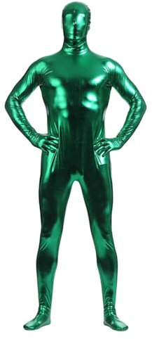 Lackleder Catsuit Herren Langarm,Latex Bodysuit Herren,Ganzkörper Gummi Kleidung Erotik Enge Passform Jumpsuit PVC Lack Outfit Performance für Karneval Kostüm Faschingskostüme Männer