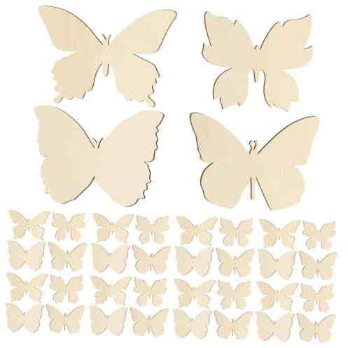 FIXOSHEE 40stücke Holzscheiben Schmetterling Zum Basteln Unvollständig Diy-holzstücke Naturholz Rohlinge Dekorative Holzhandwerkskunst Für Heimgebrauch Und Partys