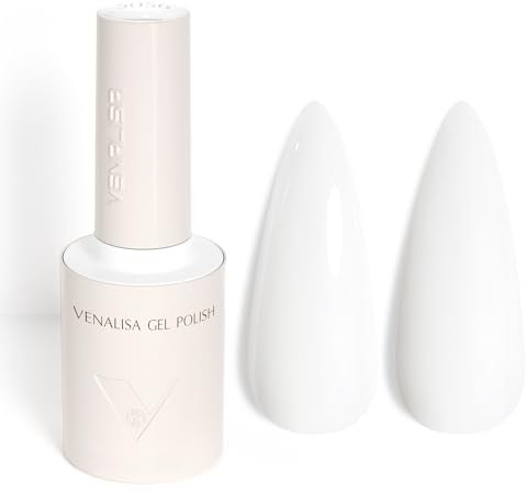 Venalisa Gel Nail Polish White 10ml Stylish Round Bottle with Top Label Showing Color and Number UV Gel Polish for Stunning Nail Art Design 5056