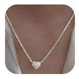 Meteorstarry Collier en argent 925 avec pendentif en forme de cœur, chaîne en argent 925 pour femme avec pendentif en cœur, collier scintillant pour femme avec pendentif en chaîne, cadeau personnalisé