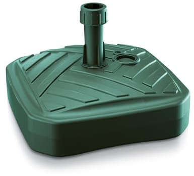 DIKEL Supporto per ombrellone, 39 x 39 cm, riempito con acqua o sabbia, 12 l, robusto portaombrelli in plastica resistente alle intemperie, stabile base per ombrellone per terrazza, giardino e