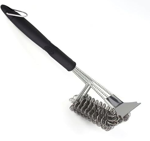 ZHXMALL Brosse de nettoyage pour barbecue avec brosse extra longue en acier inoxydable, spatule en acier inoxydable et poignée d'isolation thermique en polypropylène pour barbecue à gaz, barbecue au