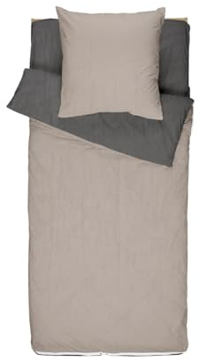 Caradou Parure de Lit Enfant Microfibre Lavée, 4 Pièces Couette Incluse, 90 x 190 cm, Taupe-Gris Anthracite