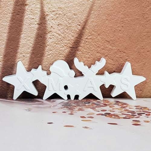 Silikonformen Gießformen Weihnachten, Silikonform Stern Gießform Weihnachten Gips zum Gießen Stern Gießformen Silikon Weihnachten Silikonformen Weihnachten Stern mit Elchhörner Weihnachtsmütze (A)