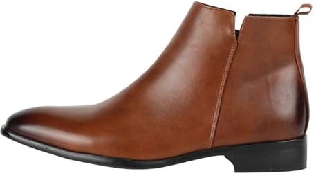 Stövletter herr läder med dragkedja Chelsea stövlar bekväma pointed tå business korta stövlar lätta slip-on läderstövlar korta stövlar fashionabla enfärgade kostymskor bröllop skor, BRUN, 41 EU
