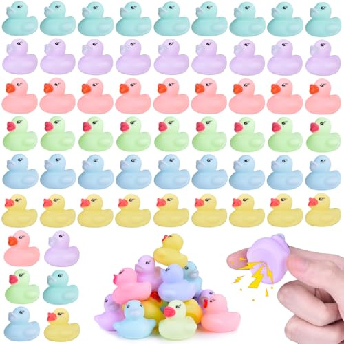 60 Pcs Rubber Ducks Bath Toy, Multicolor Mini Rubber Duck Bulk Float Duck Baby Bath Toy, Shower Birthday Party Christmas Favors Gift