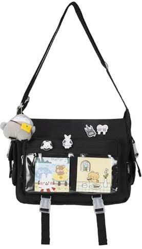 Jnidesier Modische Umhängetasche mit niedlichen Accessoires Casual Nylon Messenger Bag Leichte Handtasche und Reisetasche