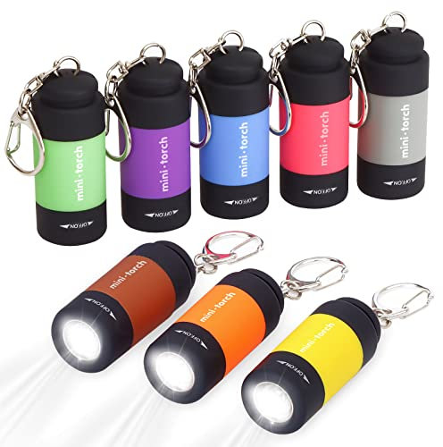 UCEC 8 Pack EDC Mini Torch Keyring, Rechargeable Keychain Flashlight, Pocket Keyring Torch USB Led Super Bright, Small UV Torches for Kids Party Bags, LED Pocket Flashlight