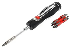 GEDORE red Tournevis à cliquet avec magasin d’embouts, 1/4, 6 pans 6,3 mm, Lame télescopique, Tournevis réversible, R38910000