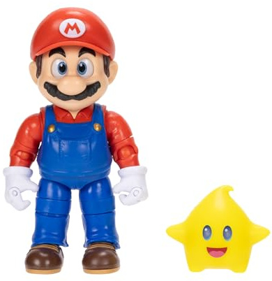 The Super Mario Galaxy Movie 5” Action Figures Series 1 – Mario Figure with Yellow Glow-in-The Dark Luma Star Accessory - Premium Details 22 Points of Articulation