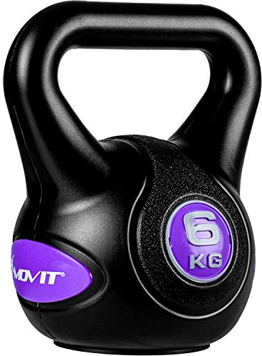 MOVIT Kettlebell STYLISH BLACK, Kugelhantel mit bodenschonender Kunststoffhülle, 2 kg bis 20 kg, schadstoffgeprüft