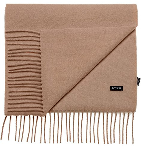Bovari Bufanda de cachemira para hombre, 100% cachemira/cachemira, calidad premium, 180 x 31 cm, muchos colores, marrón claro, M